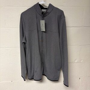 NWT PGA Tour Men's Lightweight Full-Zip Gray Jacket with Black Trim Size Large